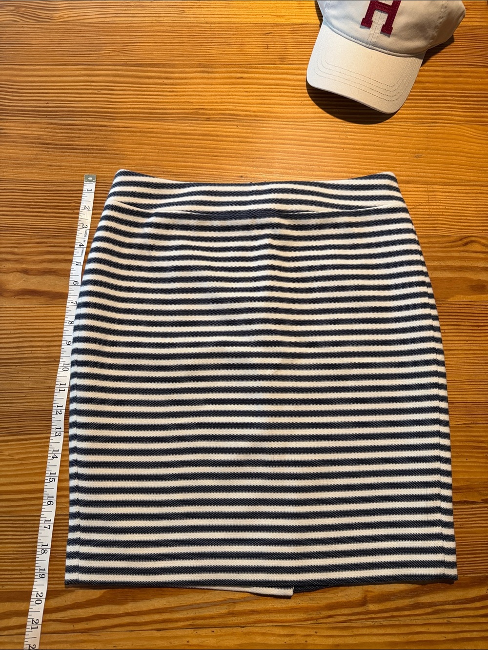 Ann Taylor Navy and White Striped Pencil Skirt